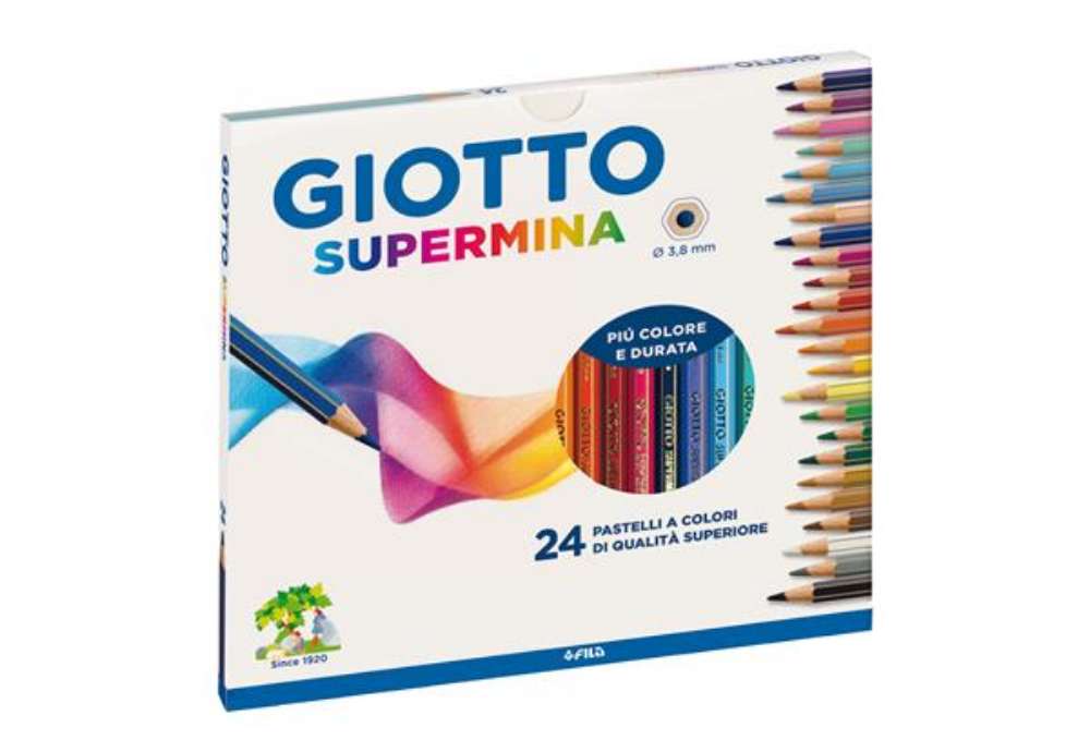 Immagine di Pastello Supermina - mina 4 mm - colori assortiti - Giotto - astuccio 24 pezzi