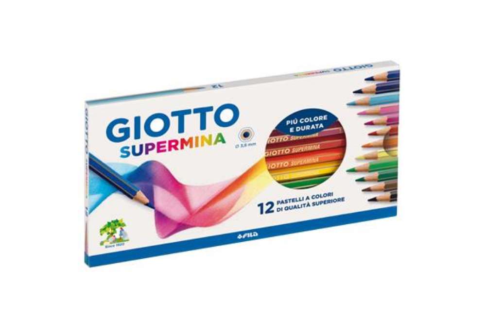 Immagine di Pastello Supermina - mina 4 mm - colori assortiti - Giotto - astuccio 12 pezzi