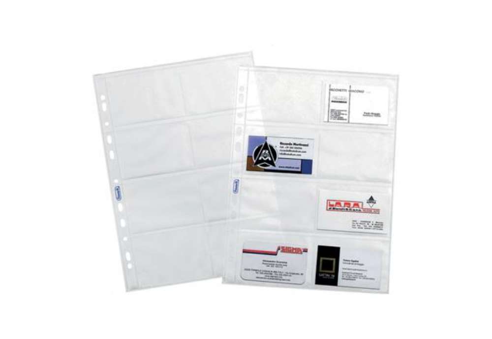 Immagine di Buste forate Portabiglietti - 8 Tasche - 22,2 x 31,2 cm - trasparente - Favorit - conf. 10 pezzi