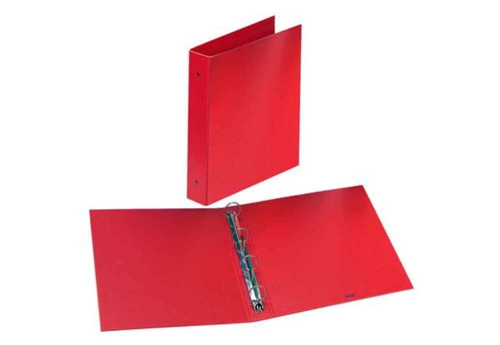 Immagine di Raccoglitore Europa - 22 x 30 cm - 4 anelli tondi 50 mm - dorso 6 cm - rosso - Favorit
