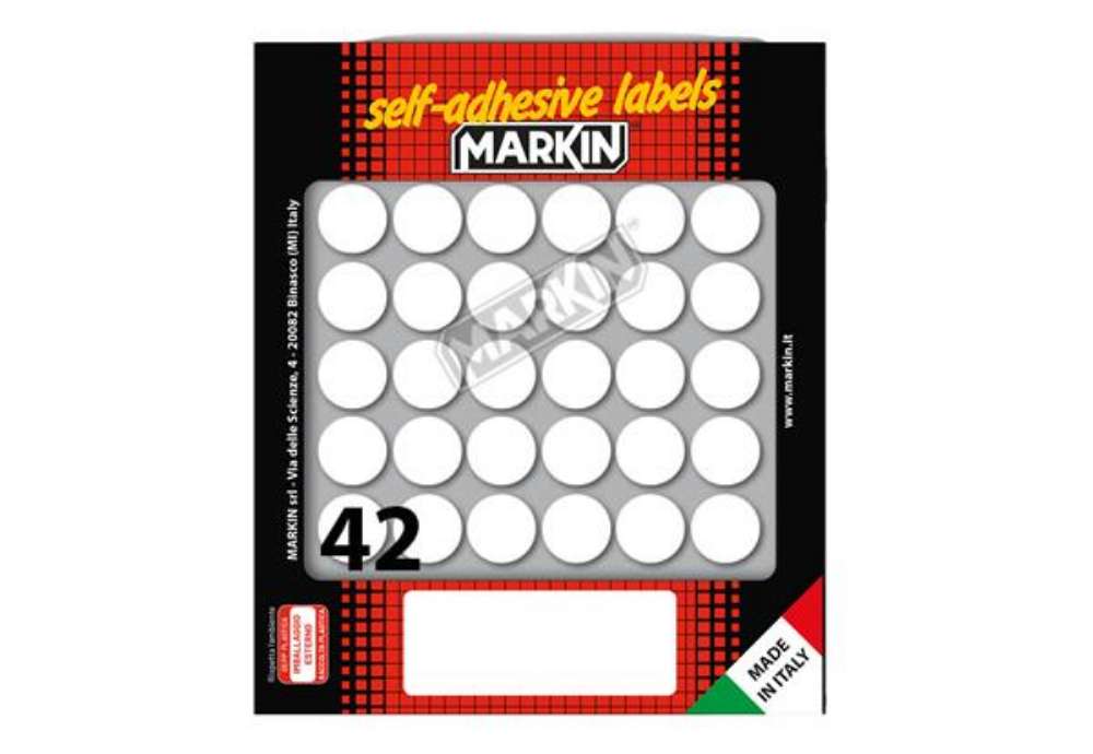 Immagine di Etichette adesive tonde - in carta - permanenti - diametro 18 mm - 42 et/fg - 10 fogli - bianco - Ma