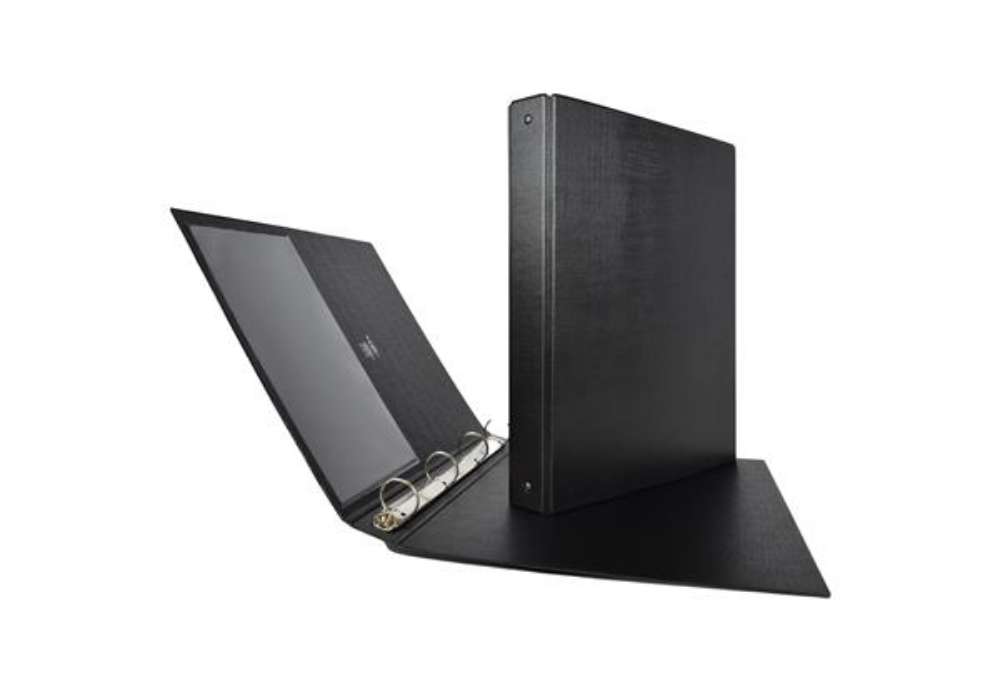 Immagine di Raccoglitore Stelvio - 22 x 30 cm - 4 anelli a R 16 mm - dorso 2,5 cm - nero - Sei Rota