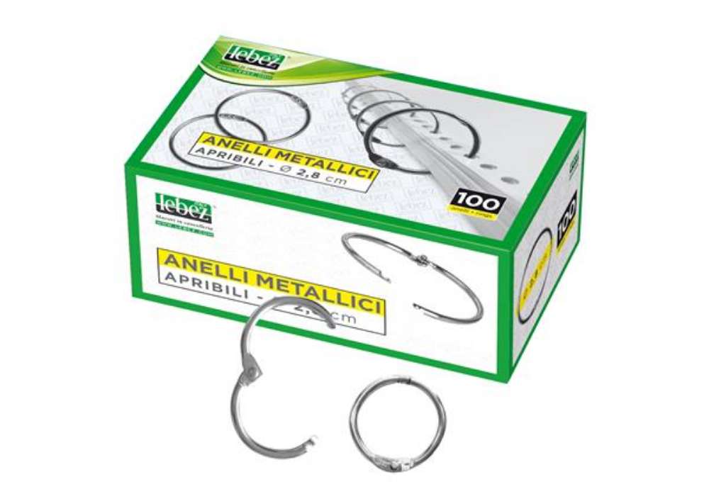 Immagine di Anelli metallici - 2 cm - per rilegatura - Lebez - conf. 100 pezzi