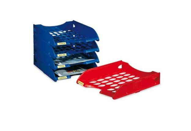 Immagine di Vaschetta portacorrispondenza forata E040 - 26 x 34,5 x 6,5 cm - blu navy - Fellowes
