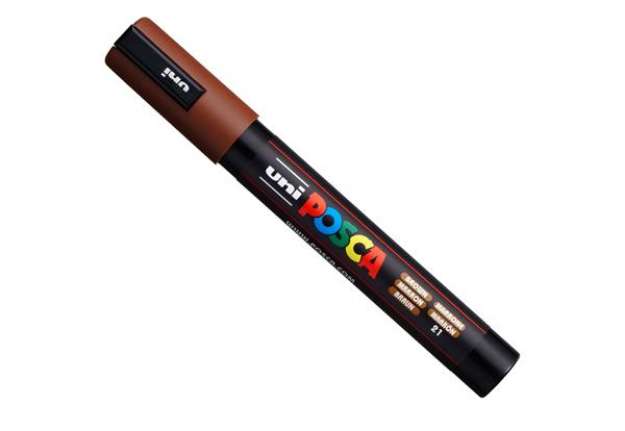 Immagine di Marcatore a base d'acqua Uni Posca PC5M  - punta  tonda media da 1,8mm a 2,5mm - marrone - Uni Mitsu