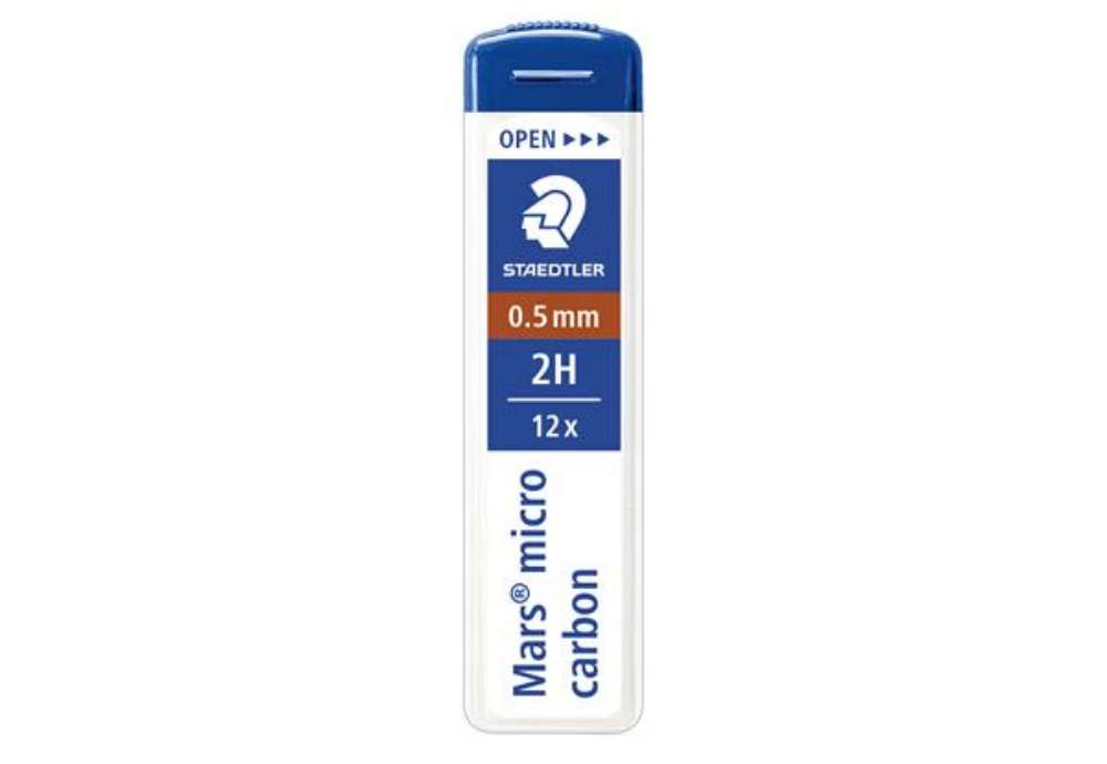 Immagine di Astuccio 12 Mine Mars Micro - mina 0,5mm - gradazione 2H - Staedtler - conf. 12 astucci