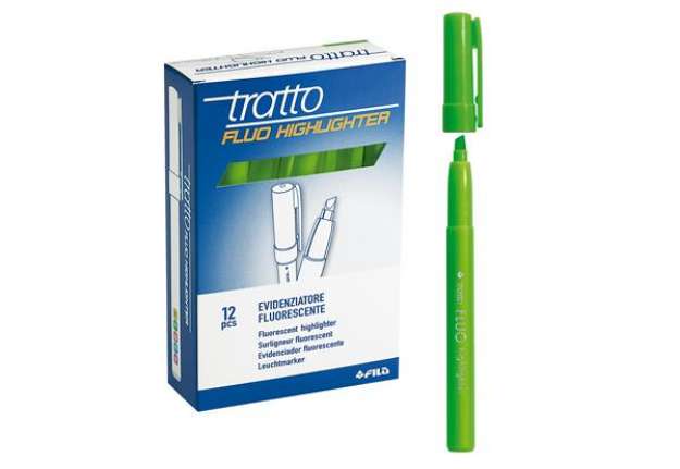 Immagine di Evidenziatore fluo Highlighter - punta a scalpello  - verde - Tratto - conf. 12 pezzi