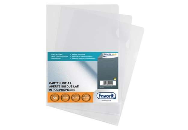 Immagine di Cartelline a L Pratic - Superior - PPL - buccia - 22x30 cm - trasparente - Favorit - conf. 50 pezzi