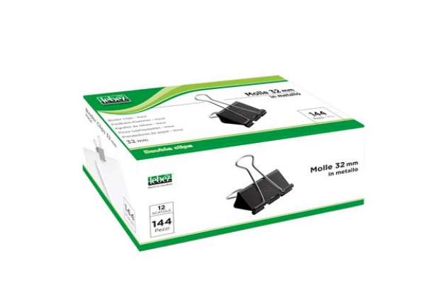 Immagine di Molla Double Clips - 3,2 cm - nero - Lebez - conf. 12 pezzi