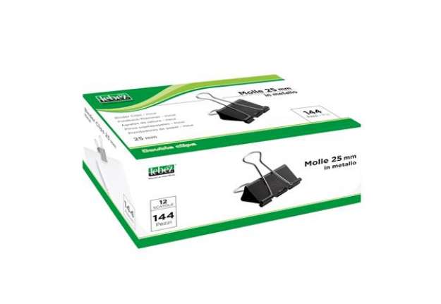 Immagine di Molla Double Clips - 2,5 cm - nero - Lebez - conf. 12 pezzi