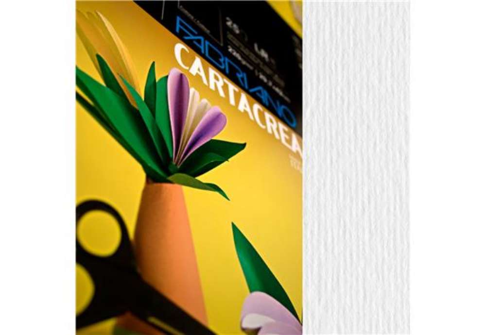 Immagine di Cartoncino CartaCrea - 35 x 50 cm - 220 gr - bianco - Fabriano - blister 10 fogli