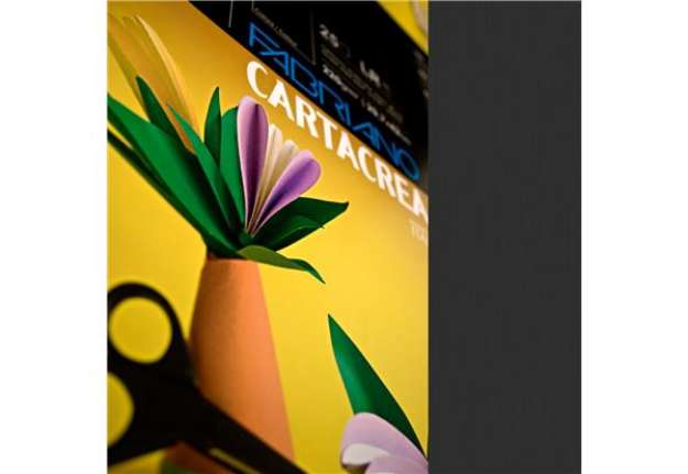 Immagine di Cartoncino CartaCrea - 35x50cm - 220gr - nero 115 - Fabriano - blister 10 fogli