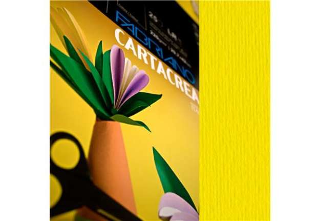 Immagine di Cartoncino CartaCrea - 35x50cm - 220gr - giallo 107 - Fabriano - blister 10 fogli