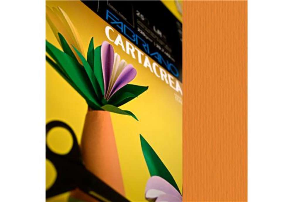 Immagine di Cartoncino CartaCrea - 35 x 50 cm - 220 gr - arancio 108 - Fabriano - blister 10 fogli