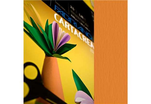 Immagine di Cartoncino CartaCrea - 35x50cm - 220gr - arancio 108 - Fabriano - blister 10 fogli