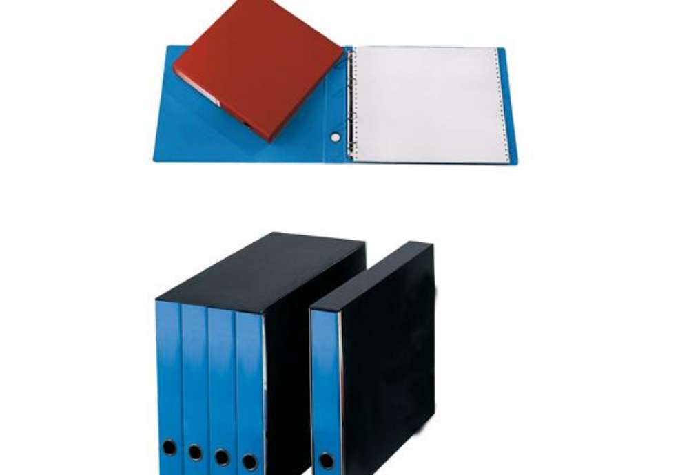 Immagine di Portatabulati ad anelli - con custodia (singolo) - dorso 5 cm - 31,5x42 cm - azzurro - Cartotecnica