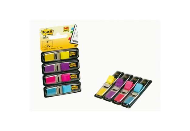 Immagine di Segnapagina Post-it Index Mini - 683-4AB - 12 x 43,1 mm - 4 colori vivaci - Post-it - conf. 140 pezz