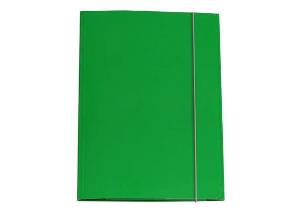 Immagine di Cartella 3 lembi con elastico - A4 - dorso variabile - cartone plastificato - verde - Cartotecnica d