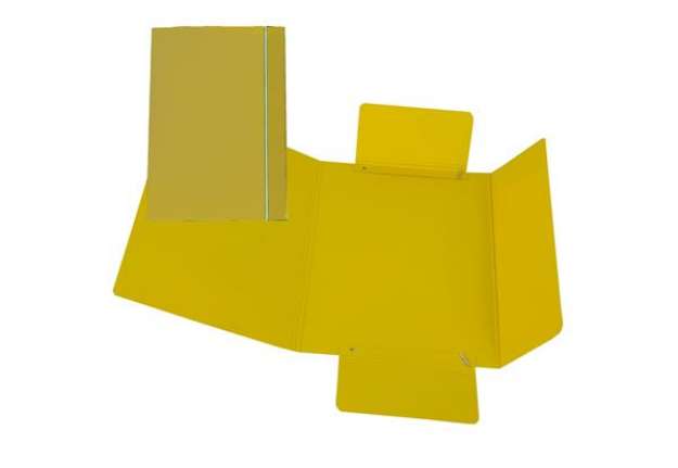 Immagine di Cartellina con elastico - cartone plastificato - 3 lembi - 17x25 cm - giallo - Cartotecnica del Gard