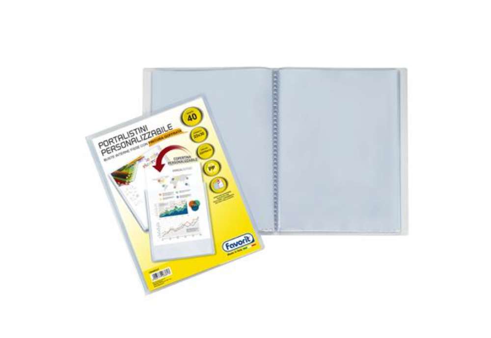 Immagine di Portalistini personalizzabile Sviluppo - buccia - 22x30 cm - 40 buste - trasparente - Favorit