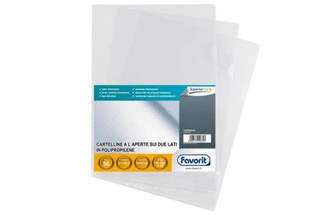 Immagine di Cartelline a L Pratic - Superior - PPL - buccia - 21x29,7 cm - trasparente - Favorit - conf. 50 pezz