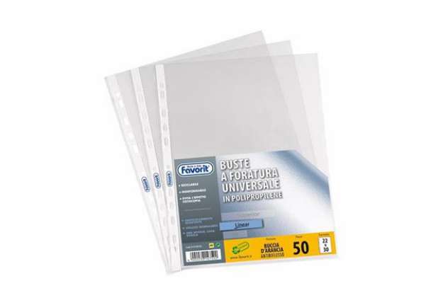 Immagine di Buste forate Special PP - Linear - buccia - 22x30 cm - trasparente - Favorit - conf. 50 pezzi