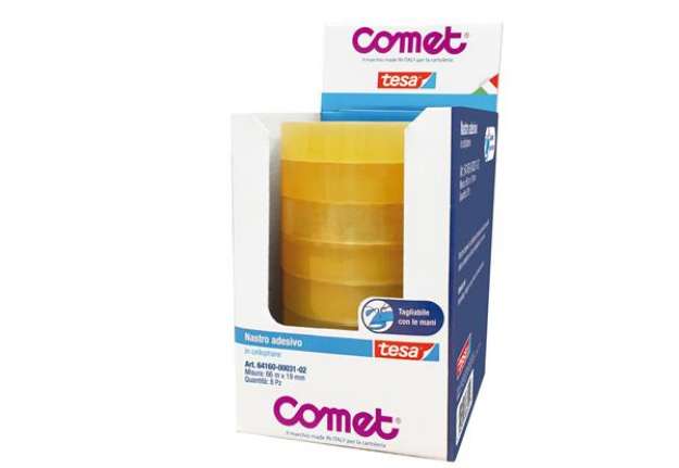 Immagine di Nastro adesivo - 1,9 cm x 66 m - cellophane - trasparente - Comet