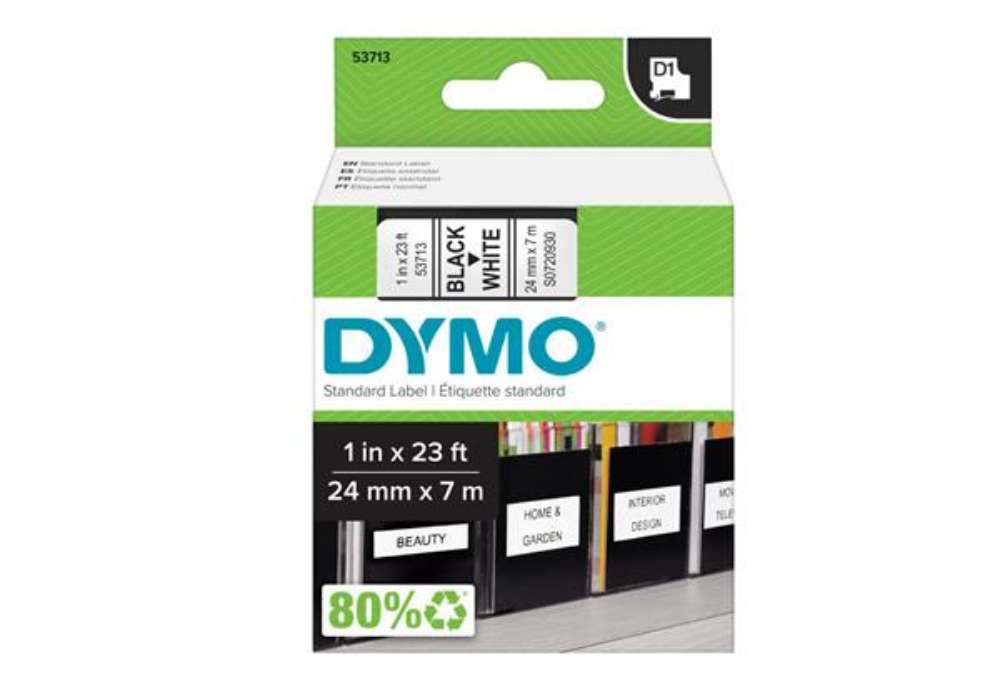 Immagine di Nastro D1 standard 537130 - 24 mm x 7 mt - PL - nero/bianco - Dymo