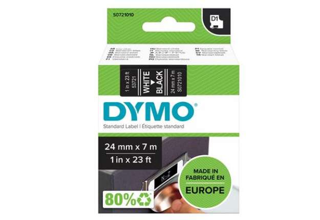 Immagine di Nastro D1 537210 - 24 mm x 7 mt - bianco/nero - Dymo