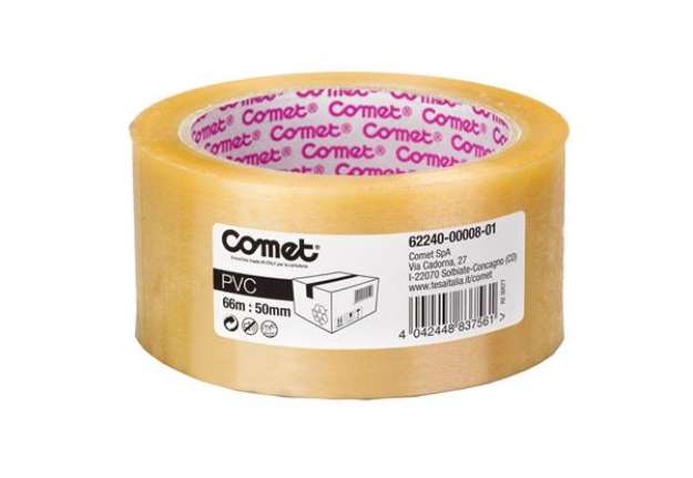 Immagine di Nastro adesivo - 5 cm x 66 m - PVC - trasparente - Comet