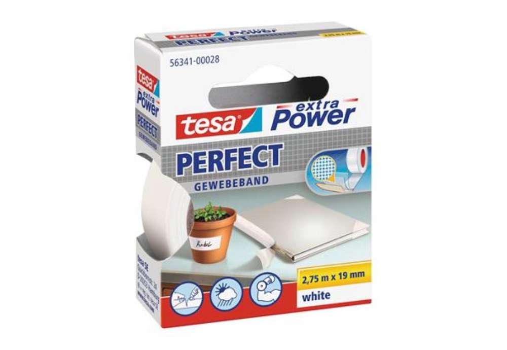 Immagine di Nastro adesivo telato XP Perfect - 19 mm x 2,7 m - tela plastificata - bianco - Tesa