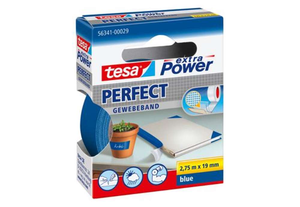 Immagine di Nastro adesivo telato XP Perfect - 19 mm x 2,7 m - tela plastificata - blu - Tesa