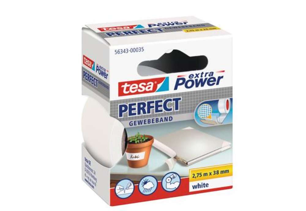 Immagine di Nastro adesivo telato XP Perfect - 38 mm x 2,7 m - tela plastificata - bianco - Tesa