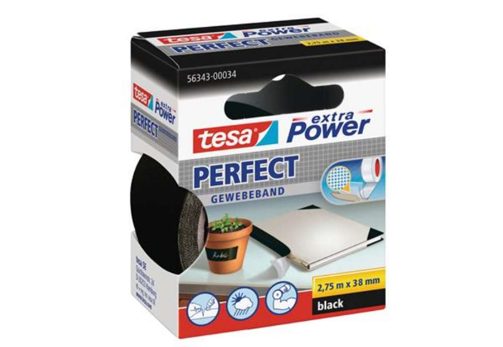 Immagine di Nastro adesivo telato XP Perfect - 38 mm x 2,7 m - tela plastificata - nero - Tesa