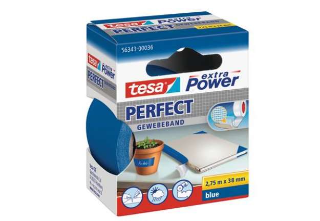 Immagine di Nastro adesivo telato XP Perfect - 3,8 cm x 2,7 m - blu - Tesa