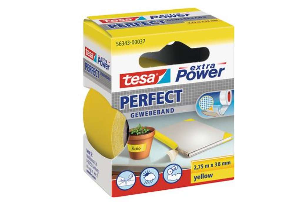 Immagine di Nastro adesivo telato XP Perfect - 38 mm x 2,7 m - tela plastificata - giallo - Tesa