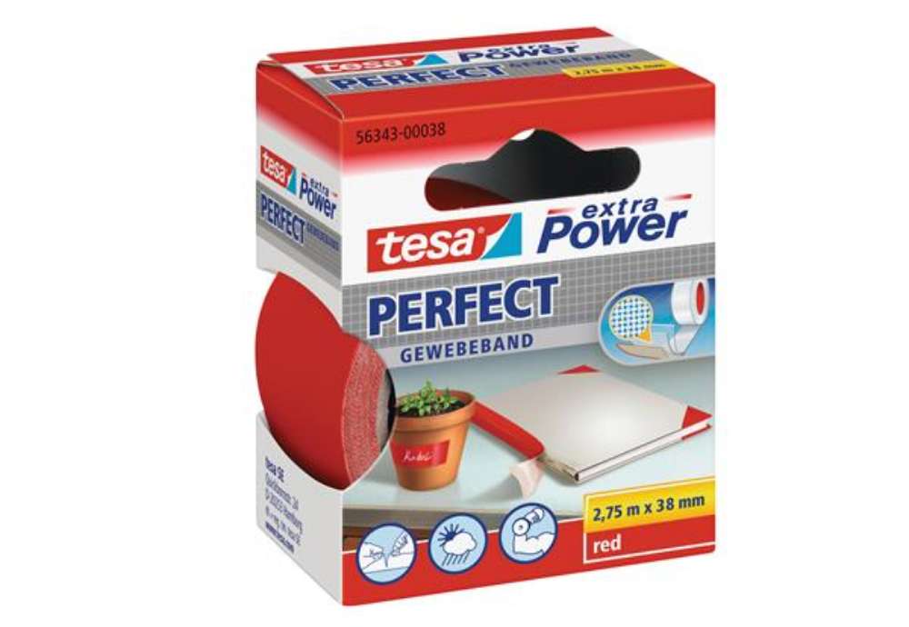 Immagine di Nastro adesivo telato XP Perfect - 38 mm x 2,7 m - tela plastificata - rosso - Tesa