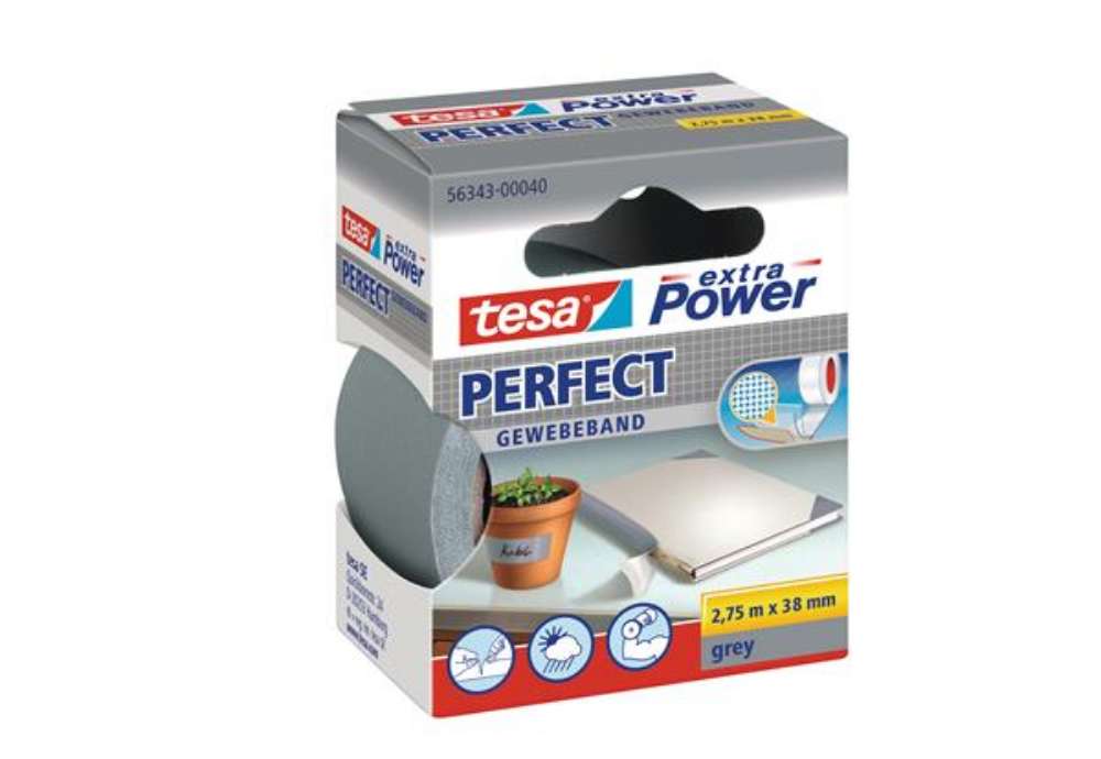 Immagine di Nastro adesivo telato XP Perfect - 38 mm x 2,7 m - tela plastificata - grigio - Tesa