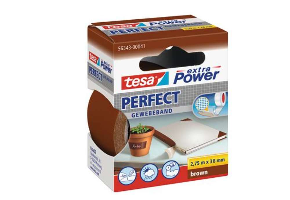 Immagine di Nastro adesivo telato XP Perfect - 38 mm x 2,7 m - tela plastificata - marrone - Tesa