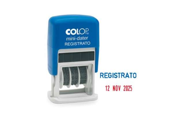 Immagine di Timbro Mini Dater S160/L1 Datario + REGISTRATO - 4 mm - autoinchiostrante - Colop