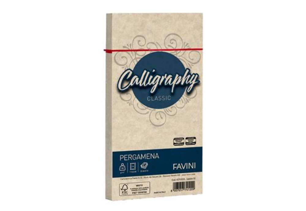Immagine di Busta Calligraphy Pergamena - 110 x 220 mm - 90 gr - sabbia 02 - Favini - conf. 25 pezzi