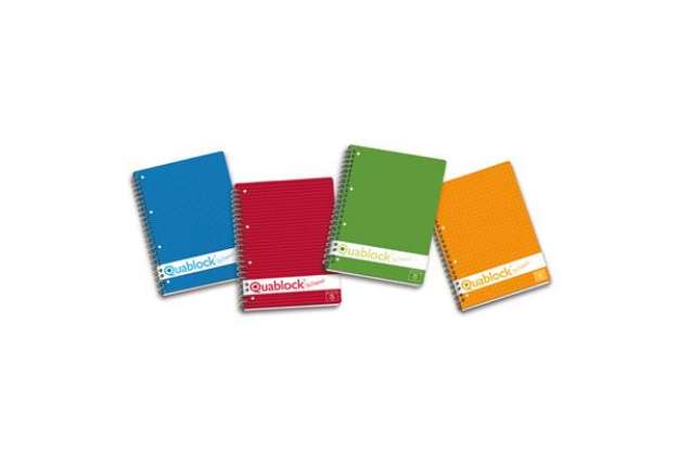 Immagine di Blocco spiralato Quablock Original - 22x29,7mm - 1 rigo - 120 fogli - 80gr - 4 fori - Pigna