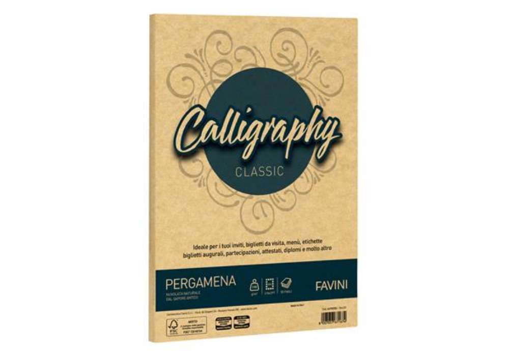 Immagine di Carta Calligraphy pergamena - A4 - 190 gr - oro 03 - Favini - conf. 50 fogli