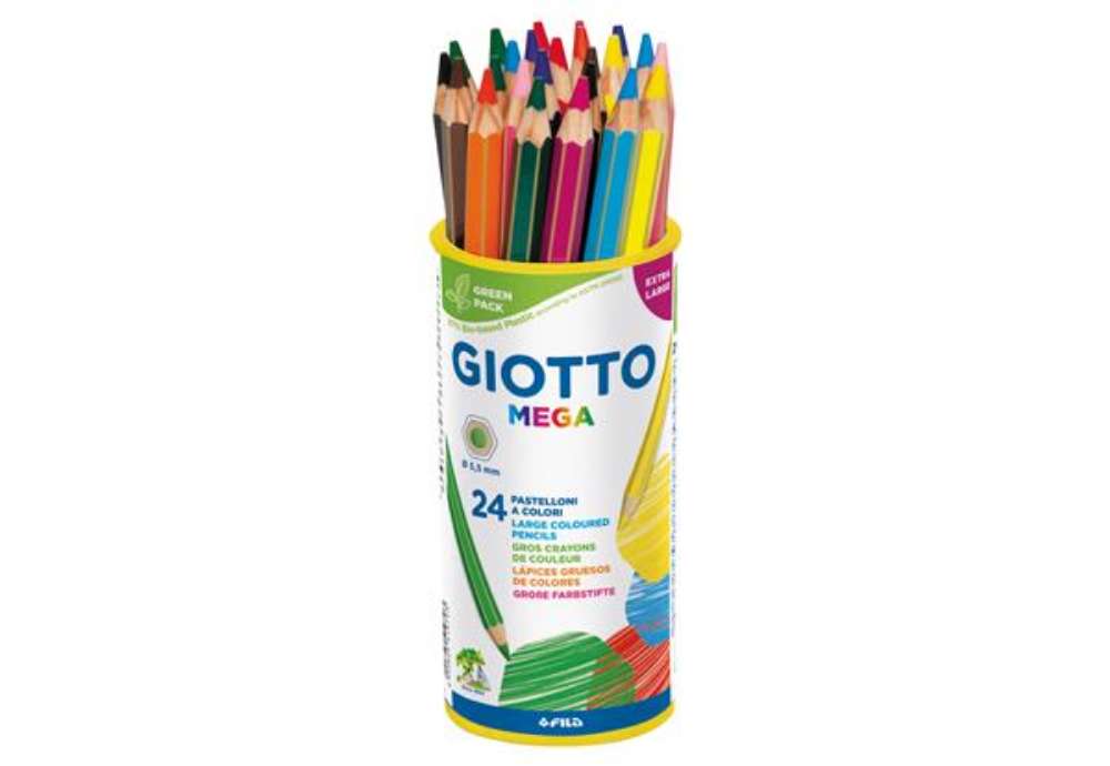 Immagine di Pastelli colorati Mega - esagonale - diametro mina 5,5 mm - colori assortiti - Giotto - conf. 24 pez