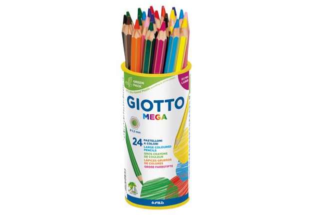 Immagine di Pastelli colorati Mega - esagonale - diametro mina 5,5 mm - colori assortiti - Giotto - conf. 24 pez