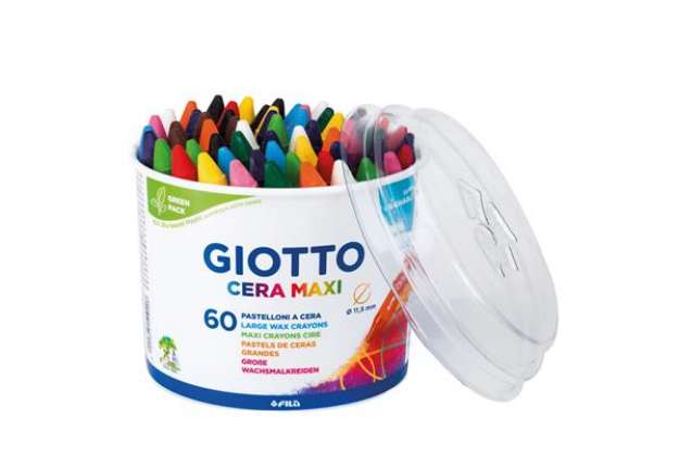 Immagine di Pastelli cera maxi - lunghezza 100mm Ø11,50mm - Giotto - barattolo 60 pastelli