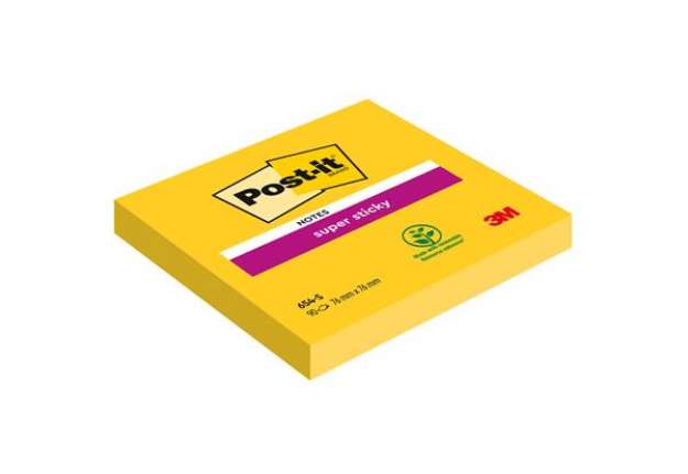 Immagine di Blocco foglietti Post-it Super Sticky - 654-S - 76 x 76 mm - giallo oro - 90 fogli - Post-it