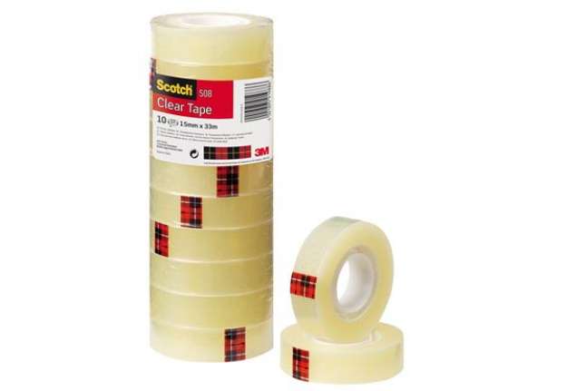 Immagine di Nastro adesivo 508 - 1,5 cm x 33 m - trasparente - Scotch - torre 10 rotoli