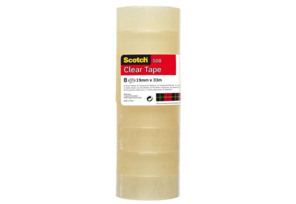 Immagine di Nastro adesivo 508 - 19 mm x 33 m - PP - trasparente - Scotch - torre 8 rotoli