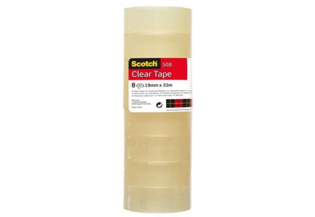 Immagine di Nastro adesivo 508 - 1,9 cm x 33 m - trasparente - Scotch -  torre 8 rotoli
